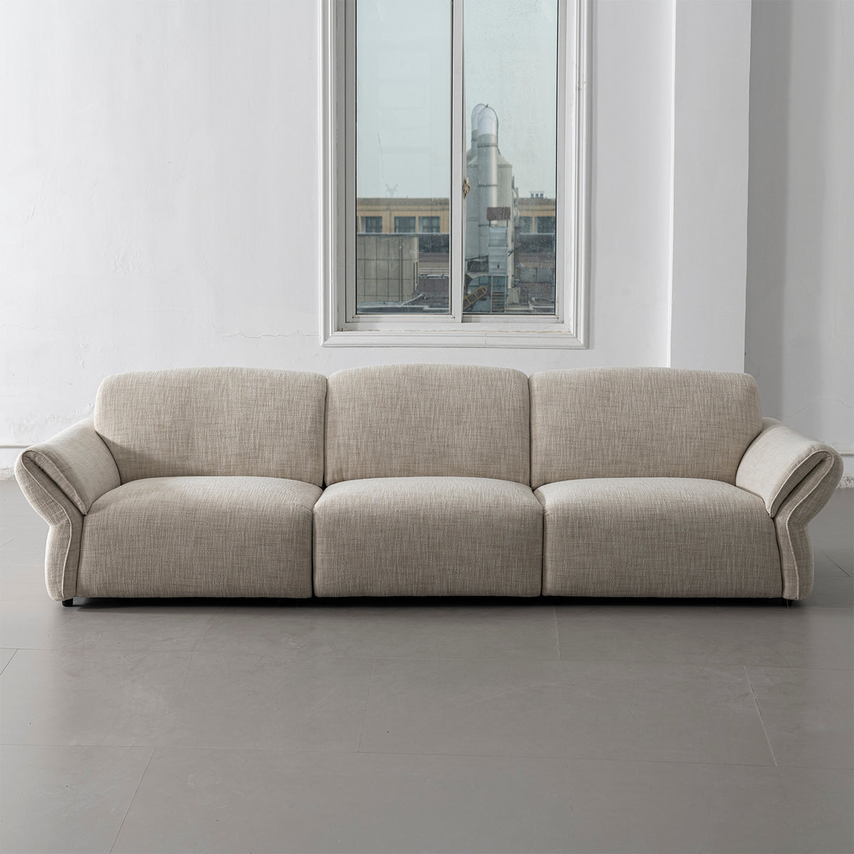 Cream mixed weave fabric sectional 4 seater sofa lunar material variants.