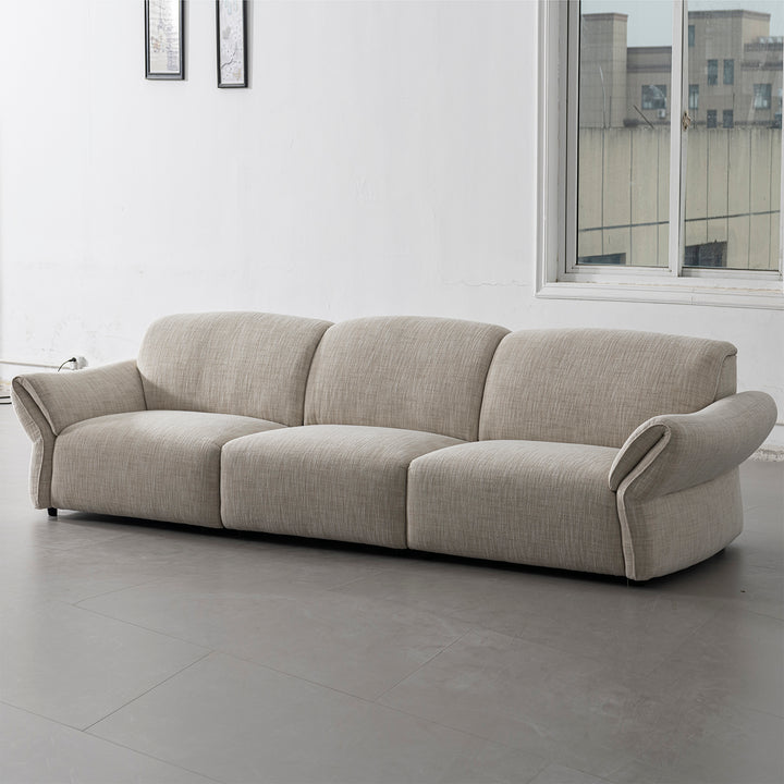 Cream mixed weave fabric sectional 4 seater sofa lunar in real life style.