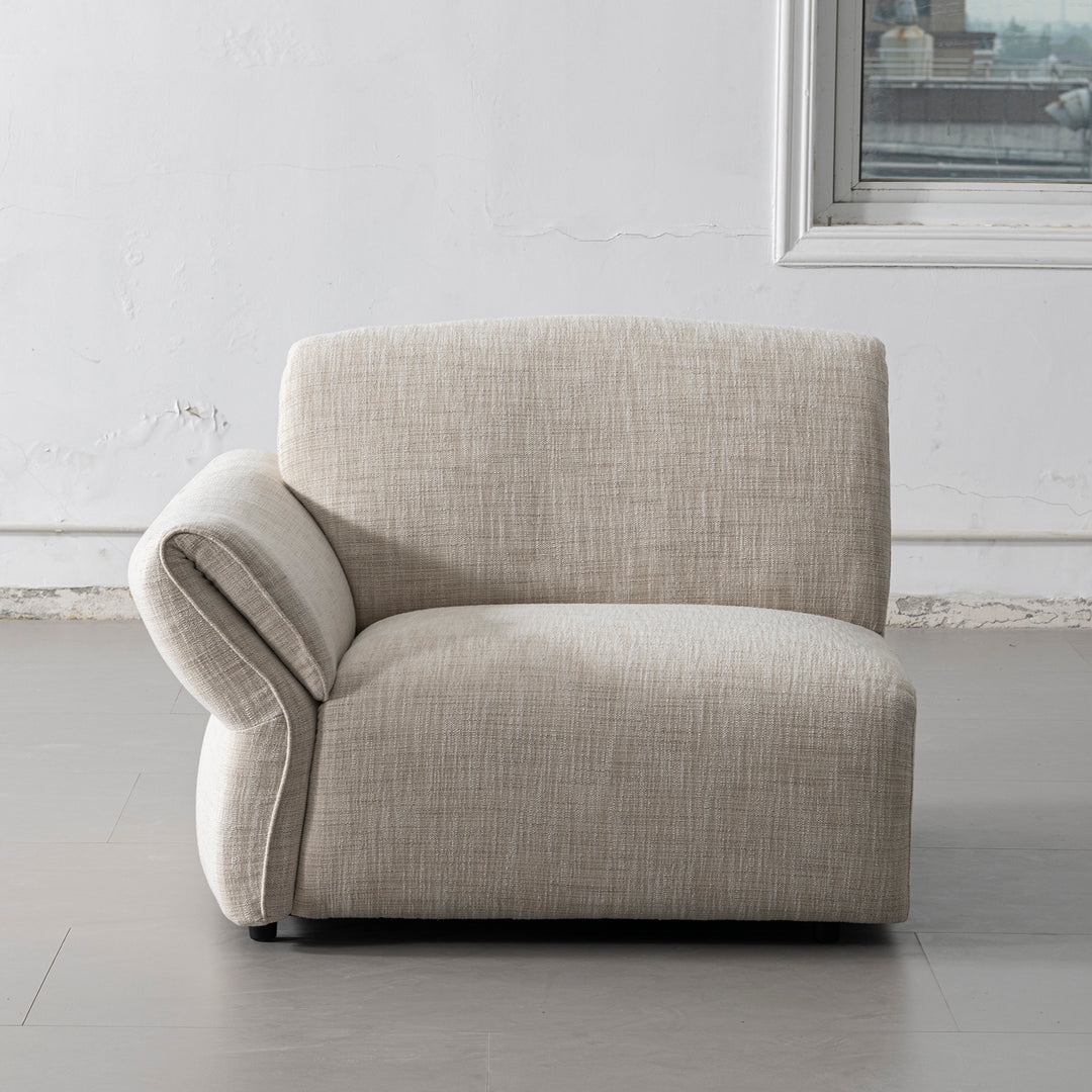 Cream mixed weave fabric sectional 4 seater sofa lunar with context.