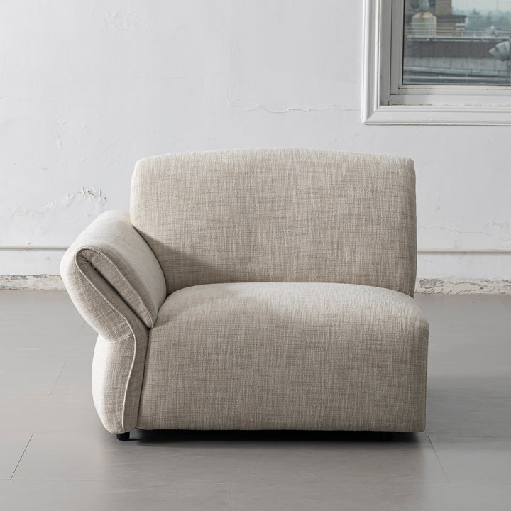 Cream mixed weave fabric sectional 4 seater sofa lunar with context.