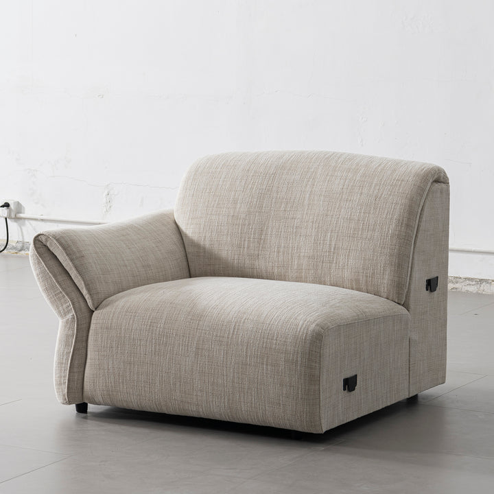 Cream mixed weave fabric sectional 4 seater sofa lunar in details.