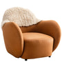 Cream Sherpa Fabric PU Leather 1 Seater Sofa COCOA