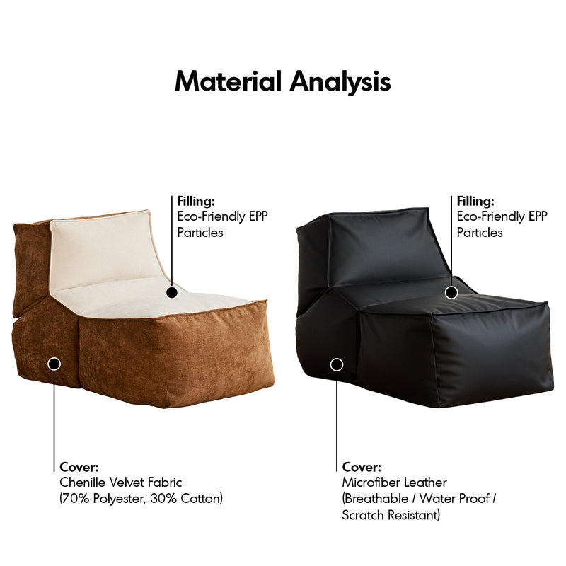 Cream velvet fabric 1 seater sofa lazy detail 3.