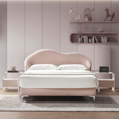 Cream Velvet Fabric Bed Frame LULA Good to Know Preview-1