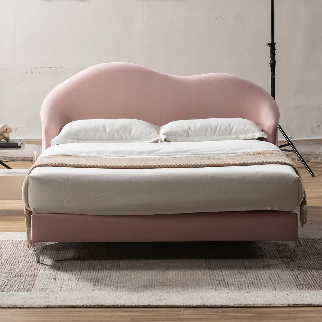 Cream velvet fabric bed frame lula material variants.