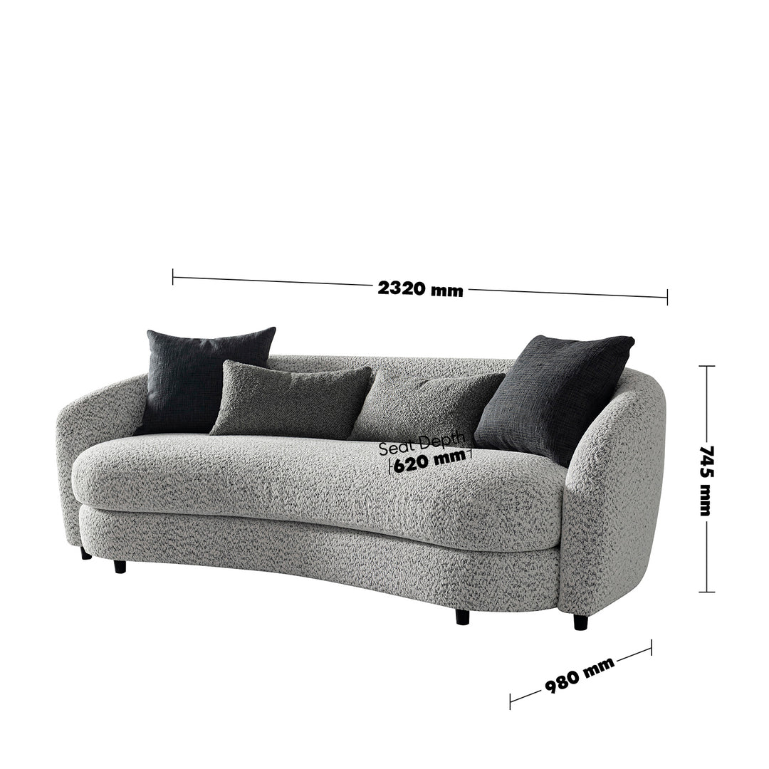 Cream Boucle Fabric 3 Seater Sofa NOVA