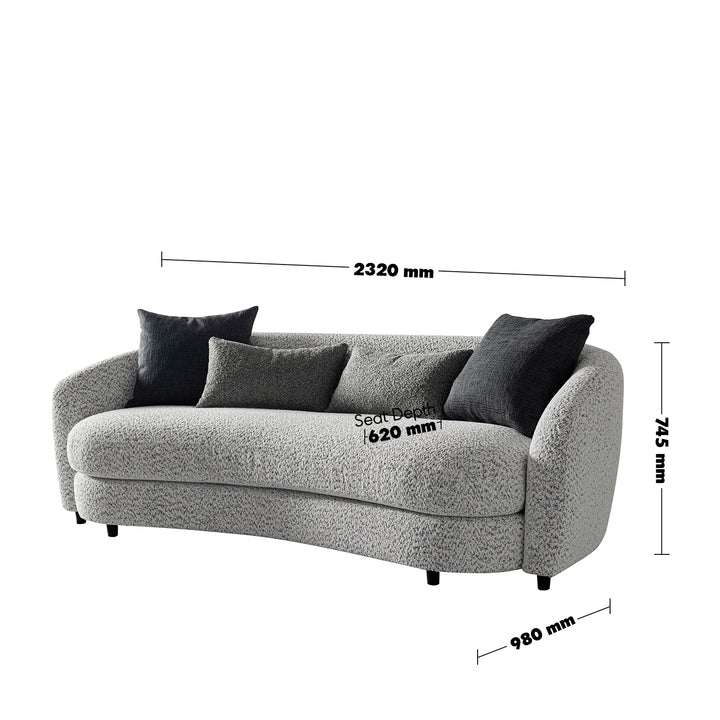 Cream Boucle Fabric 3 Seater Sofa NOVA