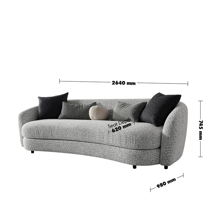 Cream Boucle Fabric 4 Seater Sofa NOVA