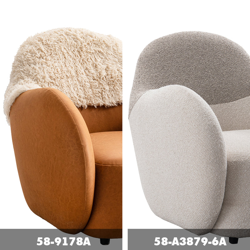 Cream Sherpa Fabric PU Leather 1 Seater Sofa COCOA Color Swatches