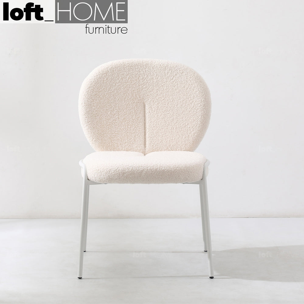 Cream boucle dining chair pavlova ii primary product view.