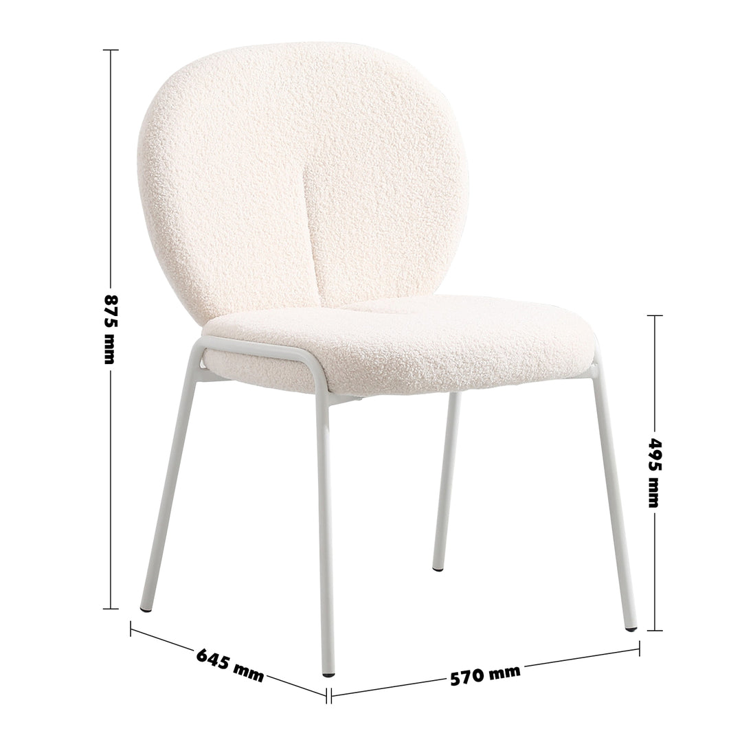 Cream boucle dining chair pavlova ii size charts.