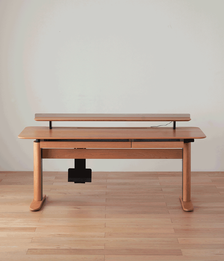 Scandinavian cherry wood electric height adjustable study table up detail 3.