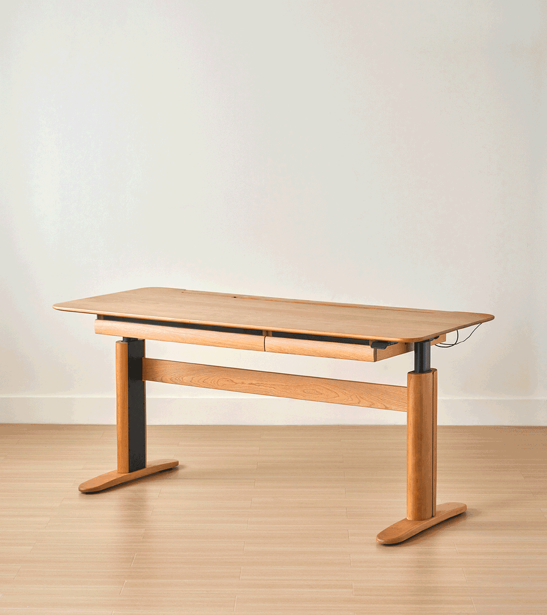 Scandinavian cherry wood electric height adjustable study table up size charts.