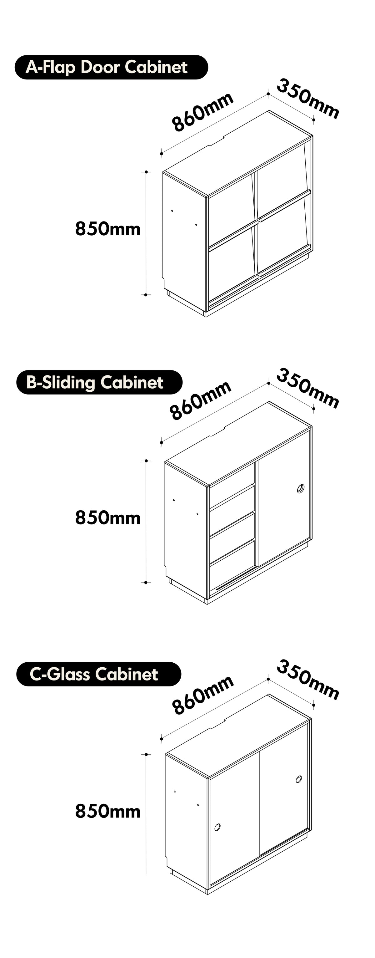 Bauhaus Cherry Wood Modular Cabinet TIMELESS Size Chart