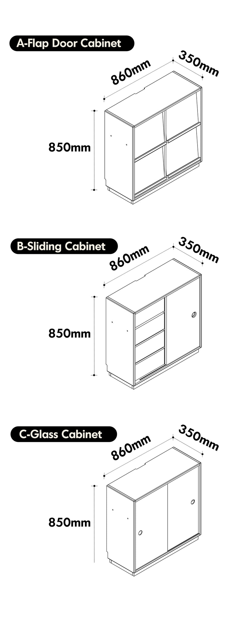 Bauhaus Cherry Wood Modular Cabinet TIME Size Chart