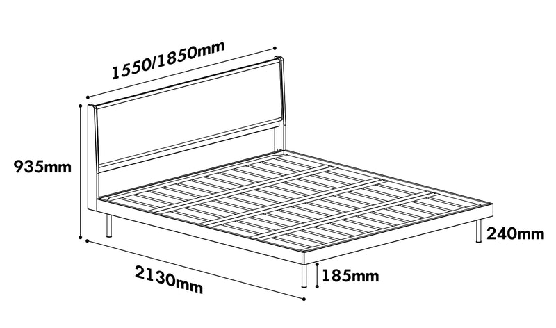 Bauhaus Mixed Weave Fabric Boxwood Bed Frame NICE Size Chart