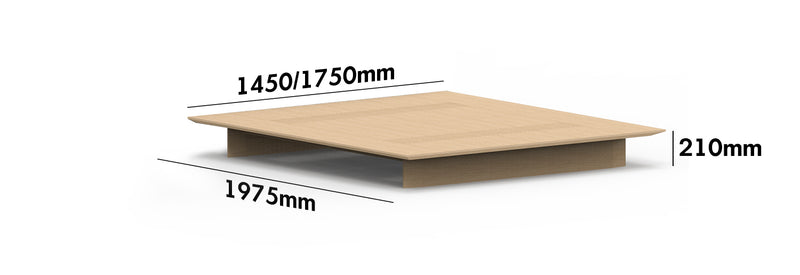Minimalist Ash Wood Veneer Platform Floating Bed WINTER Size Chart