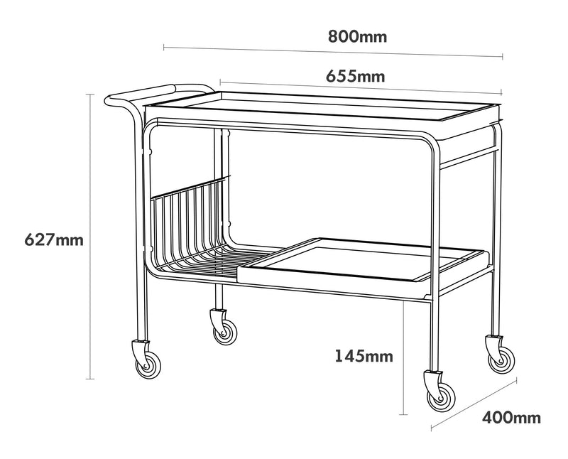 Bauhaus Boxwood Wheeled Trolley Side Table N PLUS Size Chart