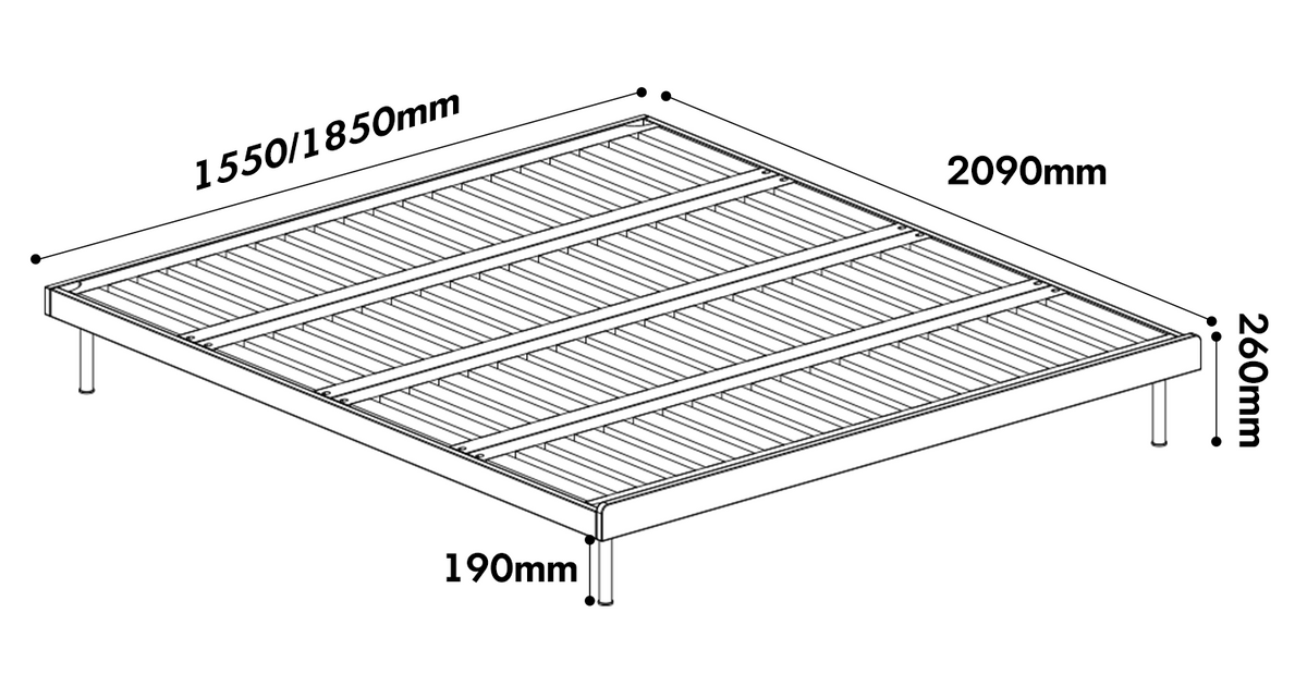 Bauhaus Boxwood Platform Bed CAMPAN Size Chart