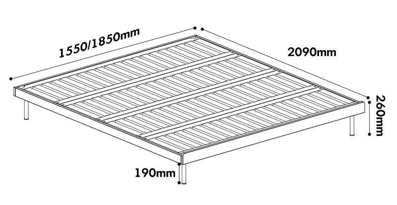 Bauhaus Boxwood Platform Bed CAMPAN Size Chart