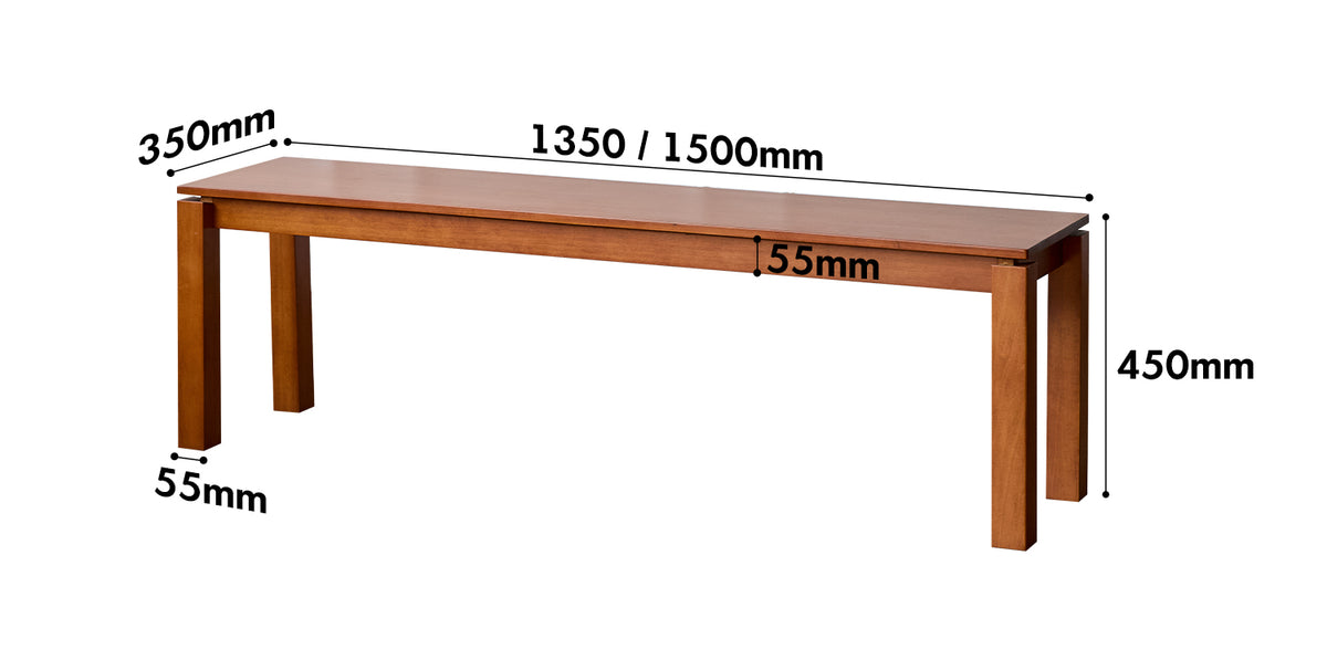Bauhaus Boxwood Dining Bench COASTAL Size Chart
