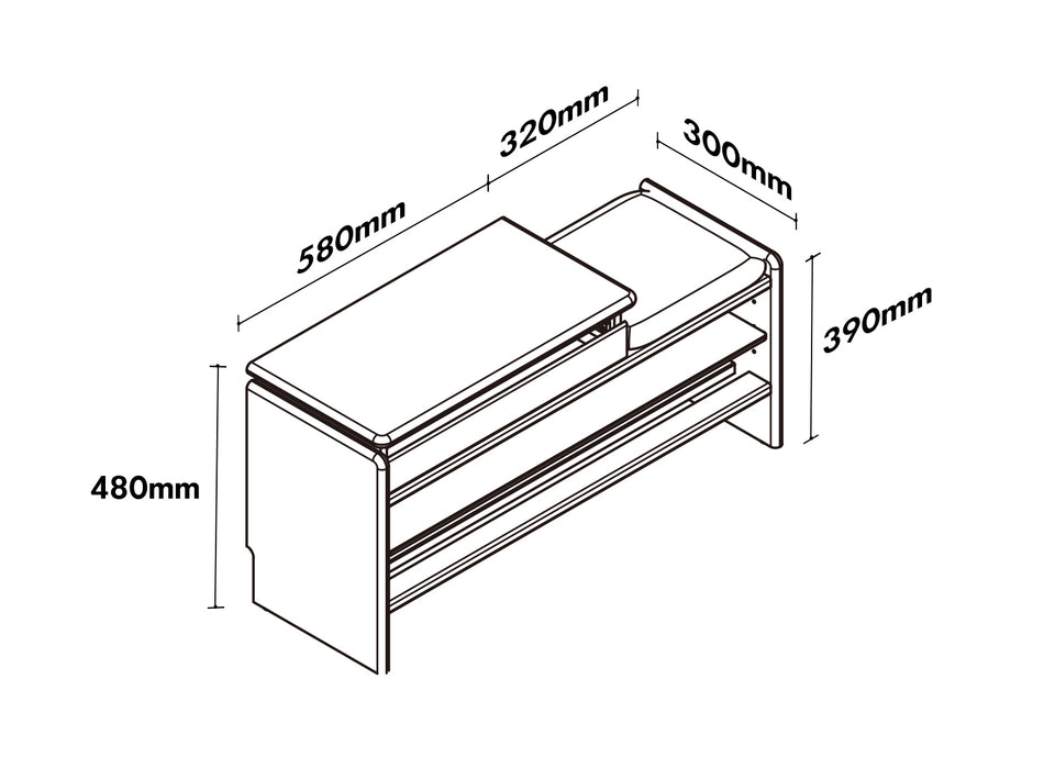 Scandinavian Cherry Wood Shoe Changing Bench MORI Size Chart