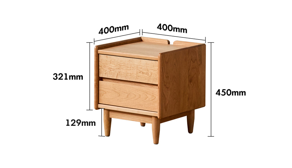 Scandinavian Cherry Wood Side Table VISTA Size Chart