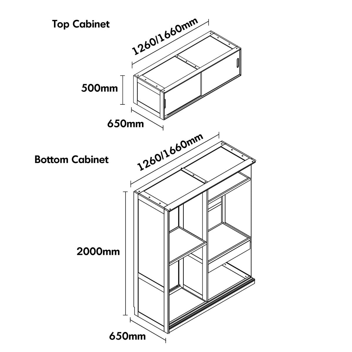 Scandinavian Cherry Wood Sliding Door Wardrobe AUTUMN Size Chart