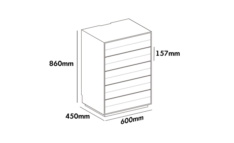 Minimalist Ash Wood Veneer Chest Of 5 Drawers MOI Size Chart