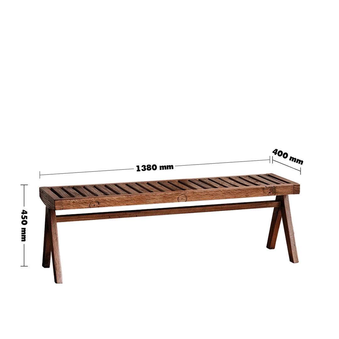 Rustic Elm Wood Dining Bench SHADOW ELM Size Chart