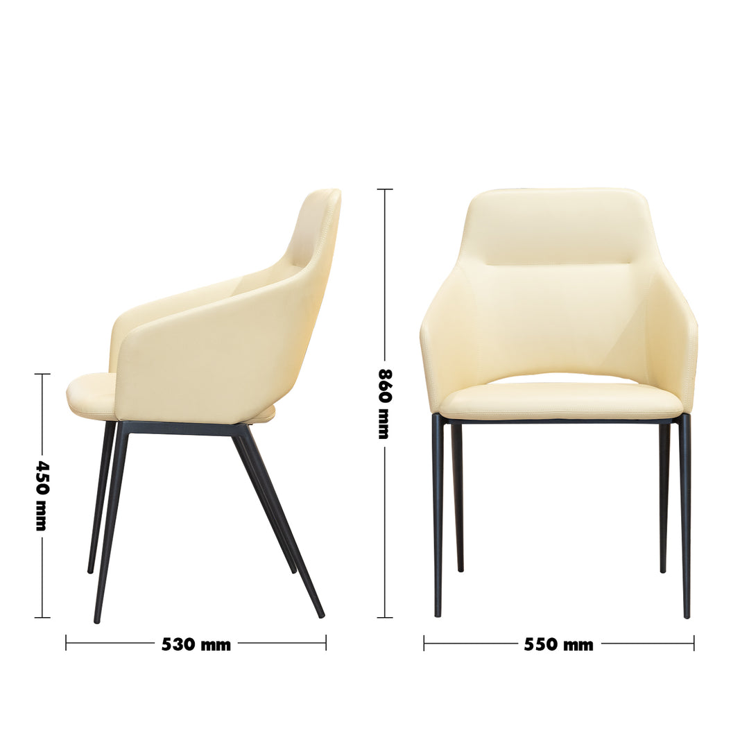 Modern Leather Dining Chair METAL MAN N17 Size Chart