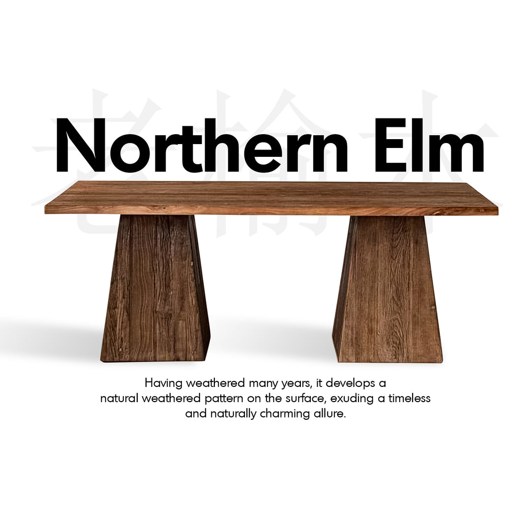 Rustic Elm Wood Dining Table BALANCE ELM Situational