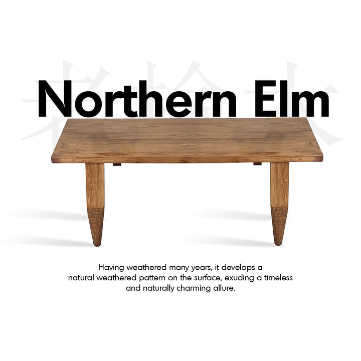 Rustic Elm Wood Dining Table KIRIN ELM Layered