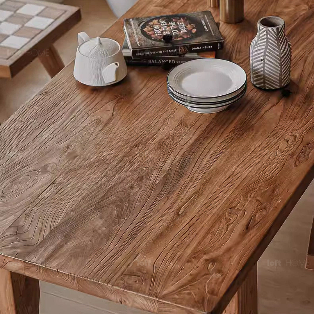 Rustic Elm Wood Dining Table KIRIN ELM Life Style