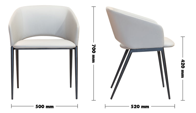 Modern Fabric And Leather Dining Chair METAL MAN N16 Size Chart