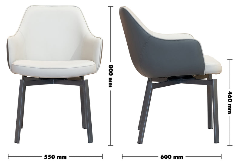 Modern Fabric And Leather Dining Chair METAL MAN N20 Size Chart