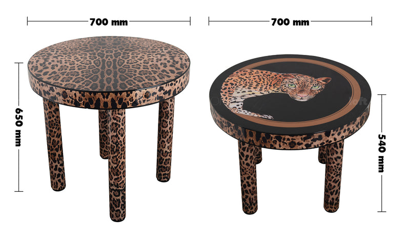 Eclectic Wood Coffee Table LEOPARD Size Chart