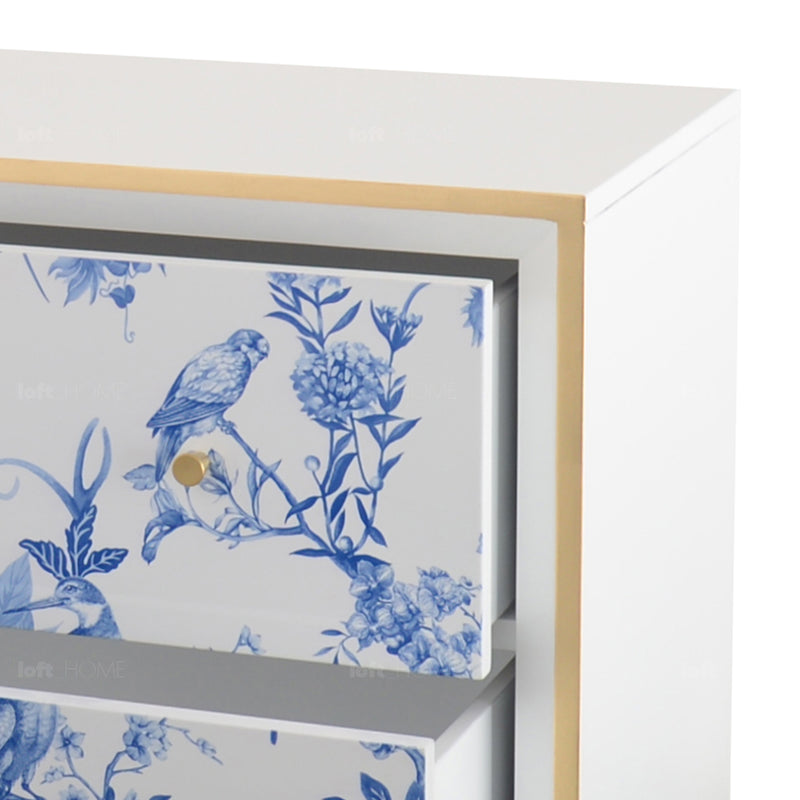 Eclectic Wood Drawer Cabinet DELFT BLUE Material Details Chart