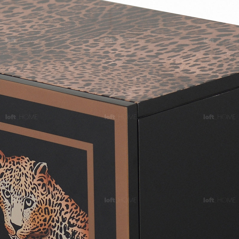 Eclectic Wood Drawer Cabinet Low LEOPARD Material Details Chart