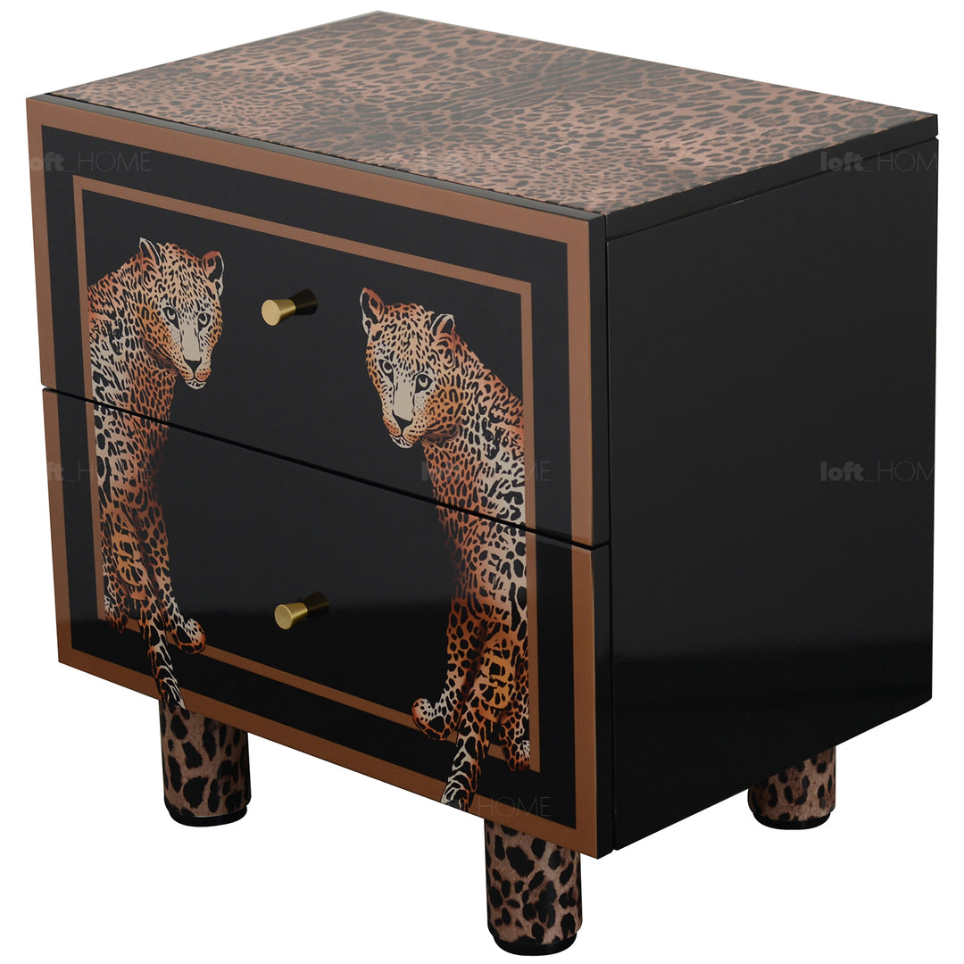 Eclectic wood drawer cabinet low leopard in real life style.