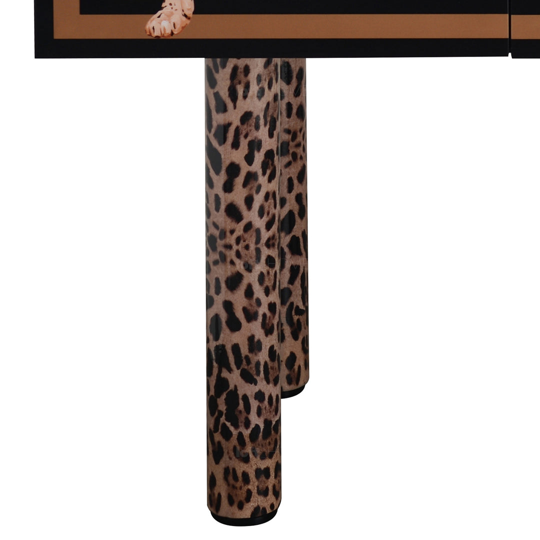 Eclectic wood storage cabinet high leopard situational feels.