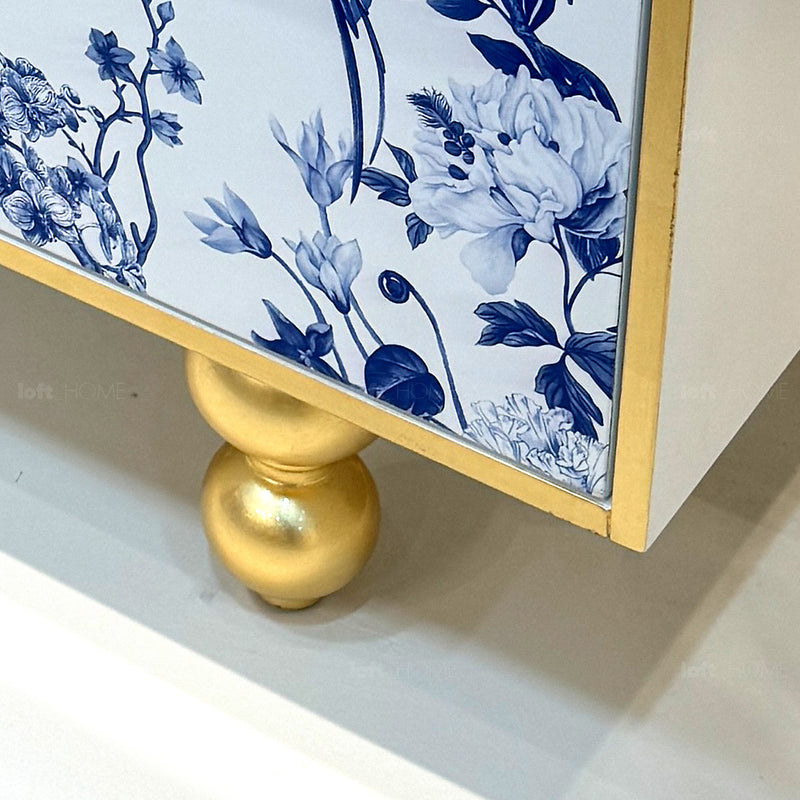 Eclectic Wood Storage Cabinet Low DELFT BLUE Material Details Chart
