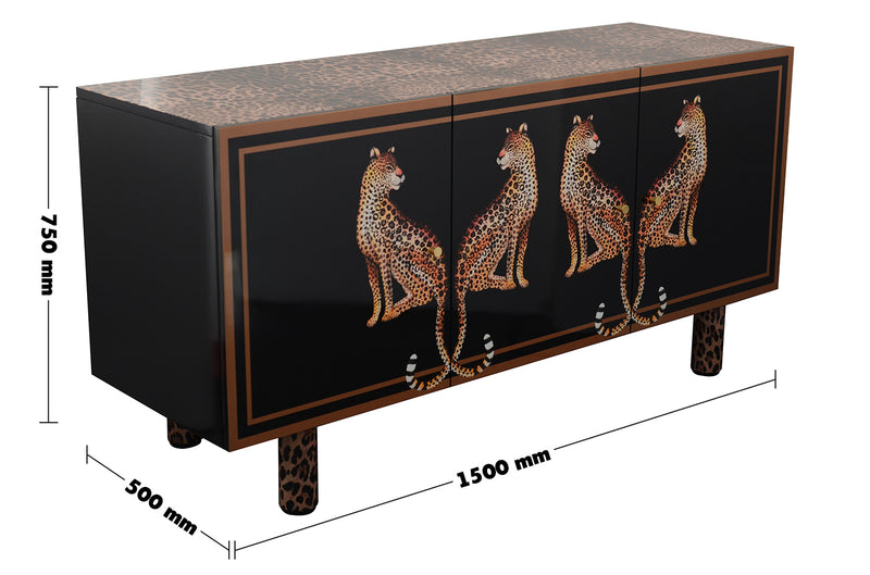 Eclectic Wood Storage Cabinet Low LEOPARD Size Chart
