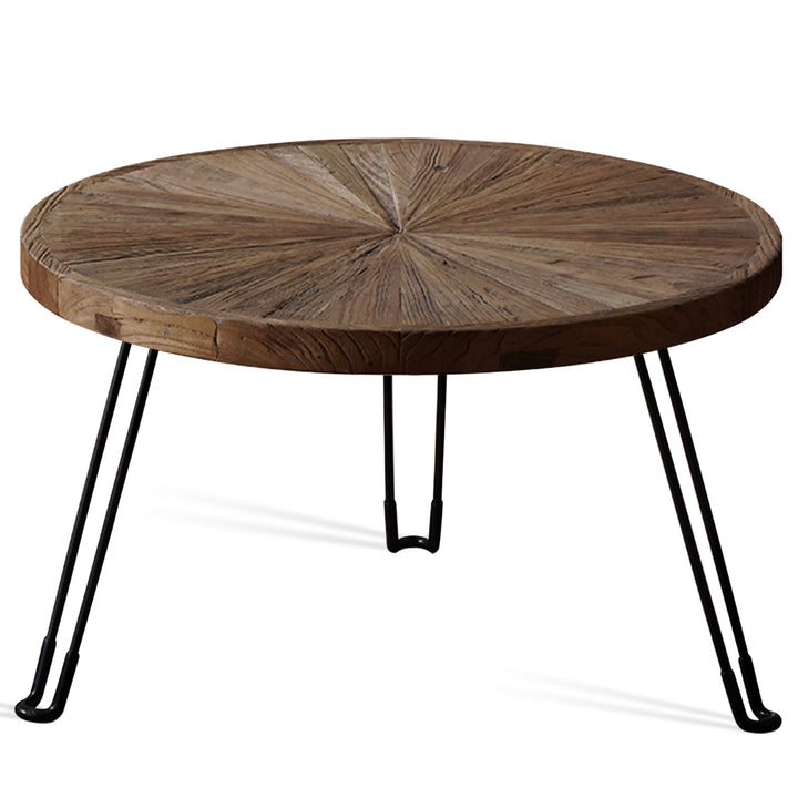 Rustic Elm Wood Foldable Round Coffee Table ECLIPSE ELM Detail 7