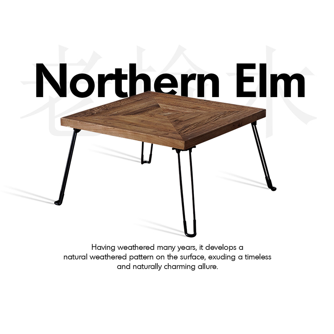 Rustic Elm Wood Foldable Square Coffee Table ZENITH ELM Environmental
