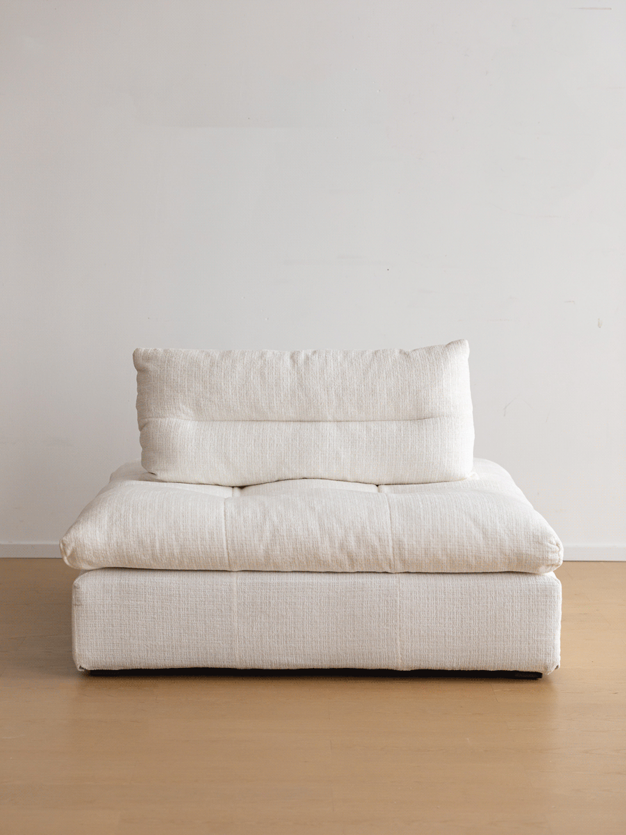 Scandinavian chenille velvet fabric modular 1 seater sofa color swatches.