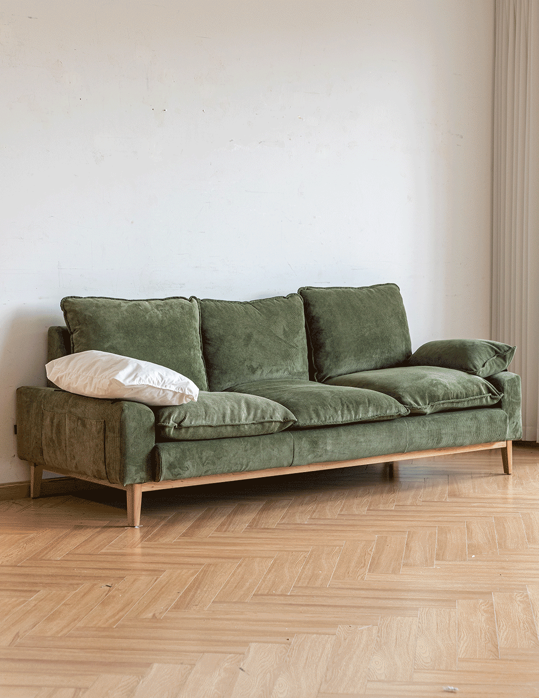 Scandinavian premium corduroy velvet fabric sofa cover color swatches.