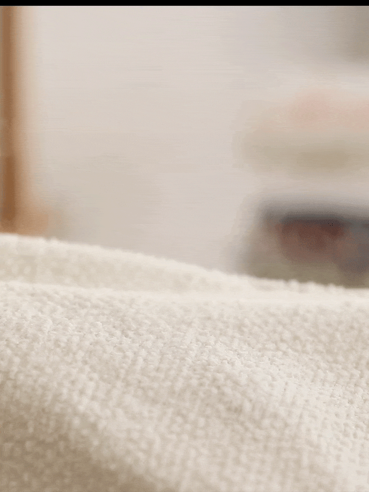 Scandinavian premium boucle fabric sofa cover material variants.