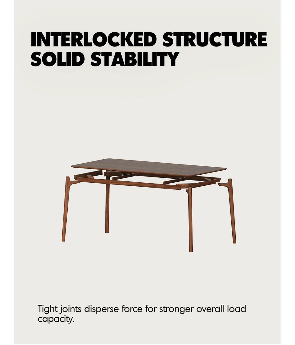Japandi Walnut Wood Dining Table CHRONO More Details and Instruction_2