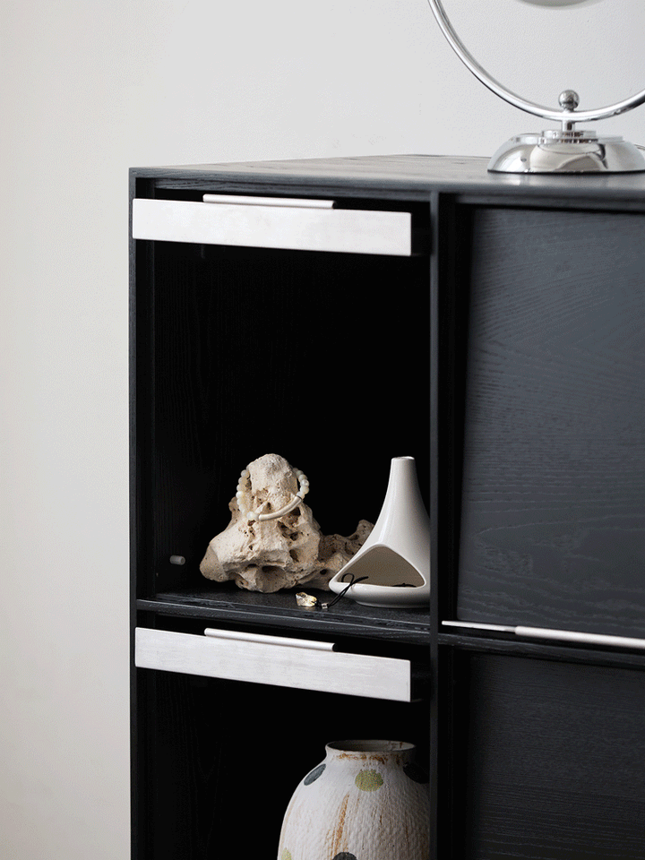 Minimalist Ash Wood Veneer Modular Box Cabinet GRID